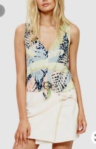 Minkpink Palm Print Aloha Tie Front Crop Top
